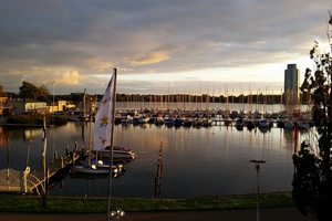 Aussicht vom Balkonzimmer auf Schlei / Wasser