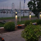 Aussicht von Terrasse auf Schlei / Wasser und Wikingturm